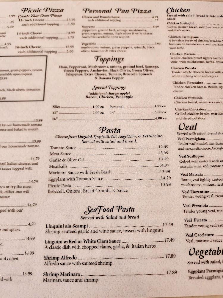 Picnic Pizza Italian Restaurant Menu image 4
